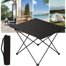 Folding Camping Table Roll Top Desk Lightweight Carbon Steel Table w/ Carry Bag