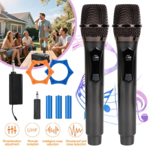 Wireless Microphone Karaoke Microphone Dual Cordless Handheld Dynamic Microphone