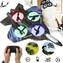 Foam RC Plane Jet Fighter Auto Hover Aircraft 360 Flip Kids RC Airplanes w/ LED