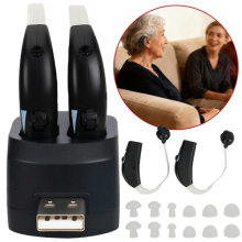 Digital Hearing Aids BTE Hearing Device Seniors Sound Amplifier w/ Charger Dock