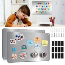 2x Stainless Steel Magnetic Board Metal Magnet Bulletin Board for Refrigerator