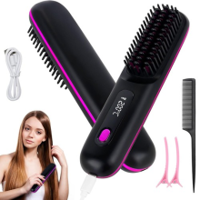 Cordless Hair Straightener Brush 3 Temperature Levels Heated Styling Brushes
