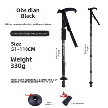 (Black)Bâton de randonnée extérieur en alliage d'aluminium avec sections pliables pour escalade trekking et