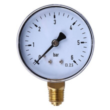 Manómetro Hidráulico para Compresor de Aire de 0-6 Bar, 1/4 NPT, de Alta Resistencia, con Esfera de 2,3 Pulgadas