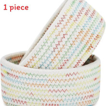 (Multicolor, 17x7cm) Organizer Round Plastic With Woveninspired Design For Home Office And Closet Storage Needs