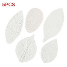 (Gray)Lot de 5 emporte-pièces 3D feuilles moules en silicone cuisson décoration gâteau cuisson
