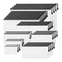 30Pcs Mesh Zipper Pouch Waterproof Translucent Zipper Toy Storage Bags for School Supplies Classroom Office Appliance
