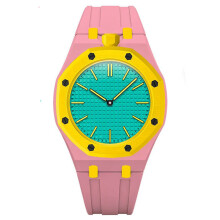 (Blue Pink) Fashion Octagon Watch With Quartz Caliber And Silicone Band Outings Casual For