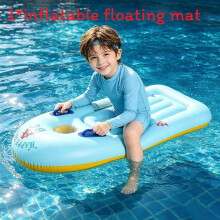 (Blue)Tabla de surf de PVC plataforma flotante inflable para deportes acuáticos actividades en piscina