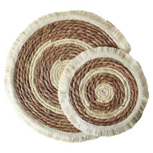 (Reed Natural,33CM)Hanrafted Gewebt Isolator Bambus Tisch Untersetzer Set mit Isolierung für den Gebrauch Zuhause