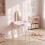 AIYAPLAY Kids Dressing Table with Stool, 3-Colour LED Lights Mirror, Drawer 3