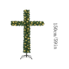 5ft Pre-Lit Artificial Pine Cross Christmas Tree with LED