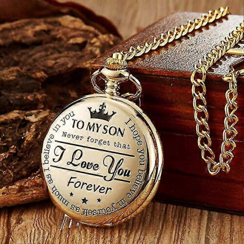 Engraved Pocket Watch for Son - Love Gift from Mom Dad, 1