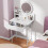 LED Vanity Desk with Mirror Drawer Shelves 3 Brightness 7