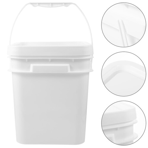 White PP Paint Bucket with Lid and Handle 2 pcs