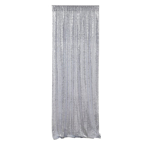 Sequin Backdrop Curtain Silver Rod Pocket 1 Panel 24x95 Inch 1