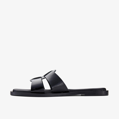 Clarks (Standard, 7 (Adults')) Trala Slide Black Pat 1
