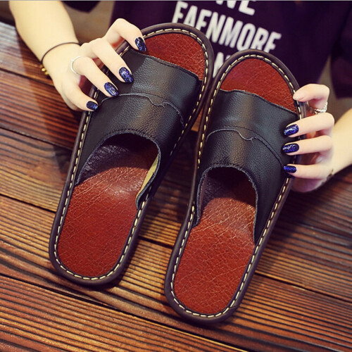 Men's Leather Sandals with Non-Slip Footbed 2