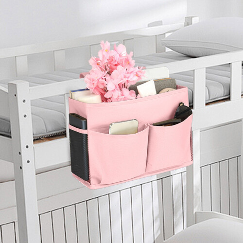 Pink Bedside Caddy for Bunk Beds and Dorms 1 Pack 2