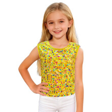 Kids Leopard Glitter Tank Top Yellow Size 150