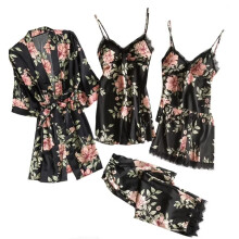 Women's Lace Print Pajama Set 5-Piece