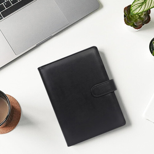 A6 Binder 6-Ring Refillable Notebook Planner Black 2