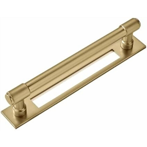 Brushed Gold Cabinet Pulls with Backplate 5-Pack