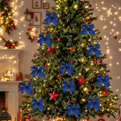 Christmas Tree Ornaments Blue Traditional Style 12pcs 9cm 2
