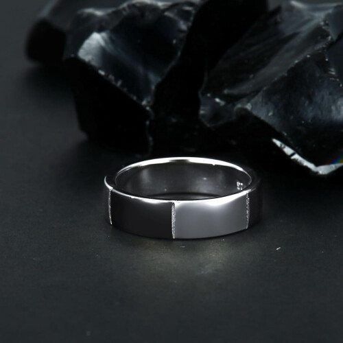 Men's Sterling Silver Black Band Ring Size 8 9 10 2