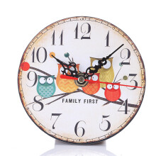 (Famille Blanc) Vintage Murale Horloge Rétro En Bois Jeune Maison Cuisine Antique Zh Classique
