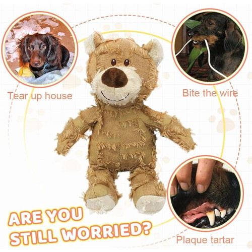 Squeaky Plush Bear Toy for Dogs Blue Large 2