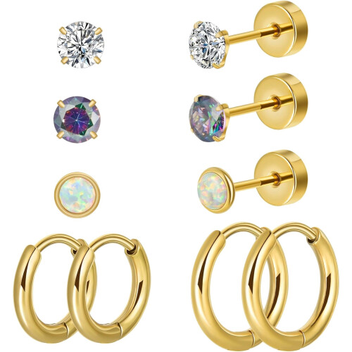 Titanium Earrings for Women and Men 20G Flat Back Studs and