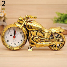 Motorcycle-Shaped Quartz Alarm Clock Gold Desktop Decor
