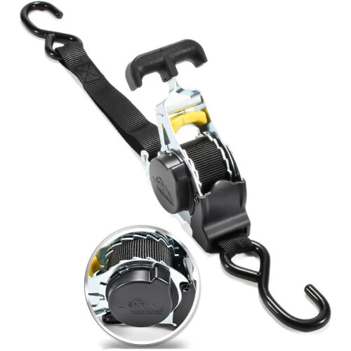 Ratchet Tie Down Straps with Safety Lock S Hooks, 4-Pack