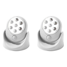 2X 7 LED Sem Fio 360 Graus de Rotação com Sensor Ativado Por Movimento Ultra Bright Night Light Lâmpada de Parede Infravermelha Automática