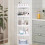 Floor Standing Corner Shelf with Casters, Adjustable, 6