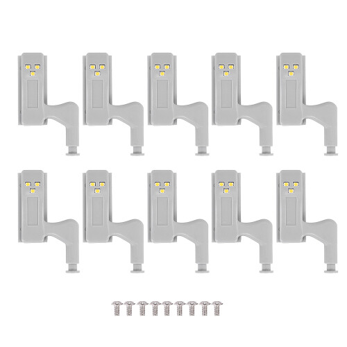 10Pcs Cabinet Cupboard Wardrobe LED Hinge Light  Sensor Lamp Warm White