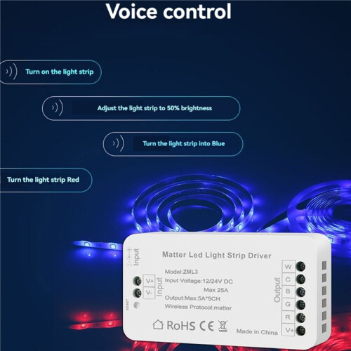 6X Matter Wifi LED Strip Light Controller RGBCW Controller LED Strip Bixb/Siri/for  Home/for Alexa Control Support 1