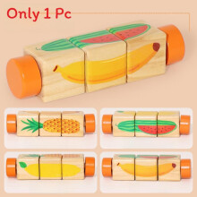 (Fruits)Wooden Infant Montessori Puzzle With Recognition Domino For Early Childhood Education