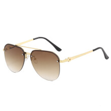 (Gold Tea)Schicke Herren-Sonnenbrille mit Metallgestell und UV380 geeignet für urbane Modekleidung