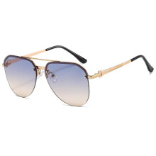 (Gold Blue Yellow )Schicke Herren-Sonnenbrille mit Metallgestell und UV380 geeignet für urbane Modekleidung