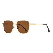 (Gold Tea)Herren Mode Piloten Sonnenbrille Metallgestell UV400 Sonnenschutz für Autofahren Party und