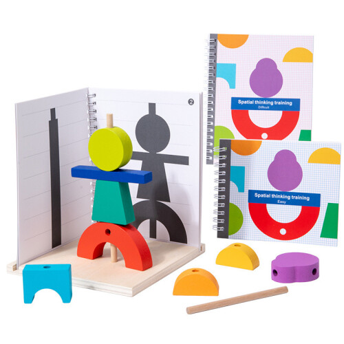 Wooden Modular Building Blocks With Mirrored 3d Projection For Kids Development Brain