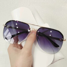 (Gold Double Grey)Mens Chic Metal Frame Sun Glasses With Uv380 Suitable For Urban Fashion Wear