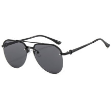 (Black Grey)Mens Chic Metal Frame Sun Glasses With Uv380 Suitable For Urban Fashion Wear
