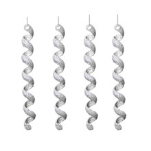 Silver Christmas Ice Bar Ornaments Snowflake Icicle 4 Pieces