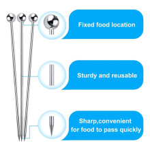 30 Pcs Cocktail Picks, 4 Pouces Réutilisables en Acier Inoxydable Martini Picks Cocktail Cure-Dents pour Olives Apéritifs Sandwich