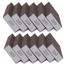 Éponges à poncer grain 220, lot de 12, blocs abrasifs fins pour bois, métal et plaques de plâtre, réutilisables et lavables.