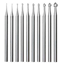 Fraises cylindriques pour sertissage de pierres, lot de 10, tige de 2,4 mm (3/32 po), pour bijoux