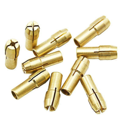 10Pcs Gold Brass Drill Chucks Collets Adapter for Dremel Rotary Tools 0.5-3.2mm